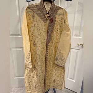 Elegant Embroidered Cream Sherwani